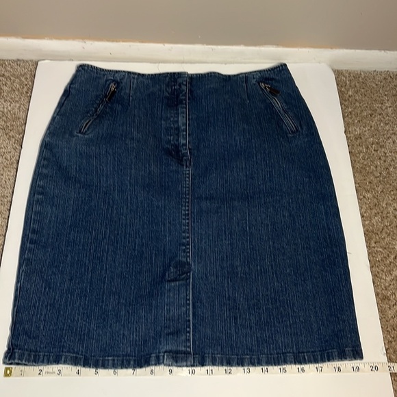 Denim Mini Petite Skirt Talbots Blue Jean Fitted Skirt Women’s 12p - Picture 10 of 11